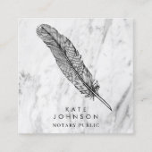 公証人調印剤羽毛大理石モダン石 スクエア名刺 (正面)