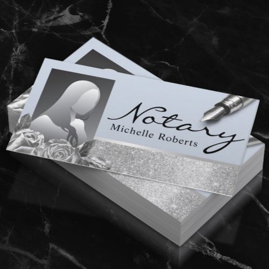 公証人調印剤銀フローラブルー写真 名刺