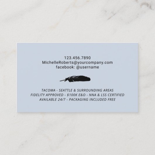 公証人調印剤銀フローラブルー写真 名刺 (裏面)