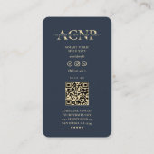 公証人金ゴールドクイルモノグラムダークブルーモダン 名刺 (裏面)