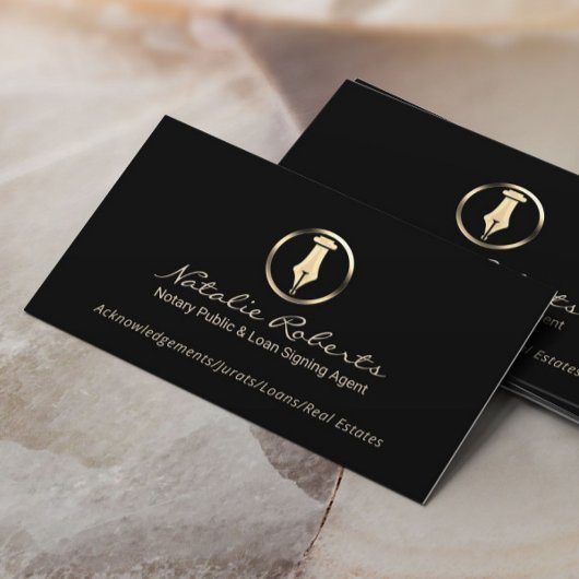 公証人金ゴールドペンのロゴローンの署名業者 名刺