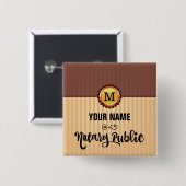 公証人金ゴールド印鑑モノグラムカスタマイズ名 缶バッジ (正面&裏面)