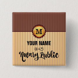 公証人金ゴールド印鑑モノグラムカスタマイズ名 缶バッジ