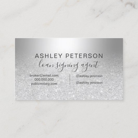 公証人銀グリッターグラデーション金属箔 名刺 (裏面)