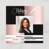 公証人黒バラ写真QRコードローン署名業者 スクエア名刺 (正面)