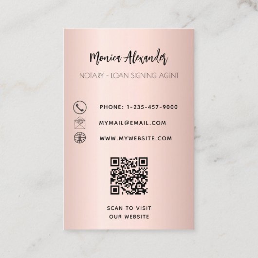 公証人黒バラ写真QRコードローン署名業者 名刺 (裏面)