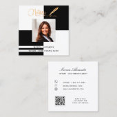 公証人黒写真QRコードローン署名業者 スクエア名刺 (正面/裏面)