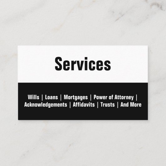 公証人黒白の電話番号テンプレート 名刺 (裏面)