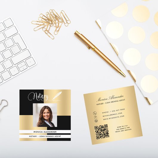公証人黒金ゴールド写真QRコードローン署名業者 スクエア名刺
