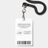 公証人 ゴールド & ブラック タイポグラフィー フォト バッジ (裏面（ネックストラップ付）)