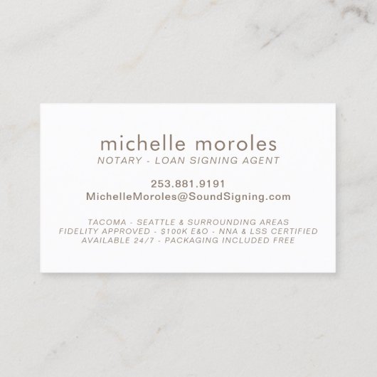 公証人 – ローン署名エージェンエレガントトフローラ 名刺 (裏面)