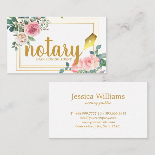 公証人 – ローン署名エージェンエレガントトフローラ 名刺 (正面/裏面)