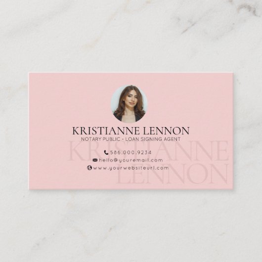 公証人 – ローン署名エージェント – 写真お洒落 名刺 (正面)