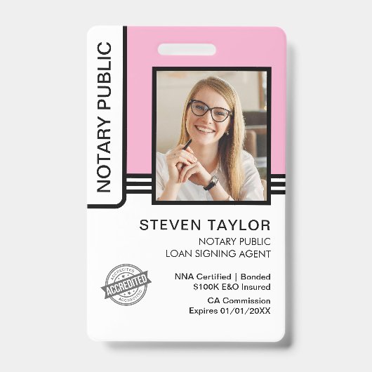 公証人 公共貸し付け 署名エージェント ID バッジ (正面)