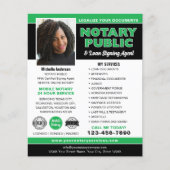 公証人 公共 融資署名エージェント 緑 編集可能 チラシ (正面)