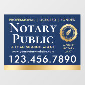 公証人 公的ローン署名代行者 ネイビーブルー ゴールド ウィンドウサイン (シート)