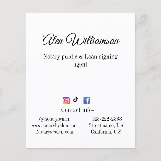 公証人 融資署名エージェント 名前 住所を追加 (裏面)