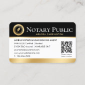 公証人Public Thank You Photo QRコードブラック金ゴールド 名刺 (裏面)