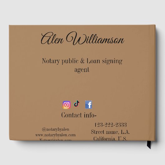 公証公債署名エージェントの名前の追加アドレス ゲストブック (裏面)