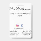 公証公債署名エージェントの名前の追加アドレス バッジ (Back)