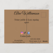 公証公債署名エージェントの名前の追加アドレス ポストカード (裏面)