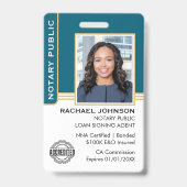 公証公債署名業者IDティール（緑がかった色）金ゴールド バッジ (正面)