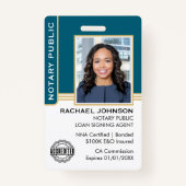 公証公債署名業者IDティール（緑がかった色）金ゴールド バッジ (正面)