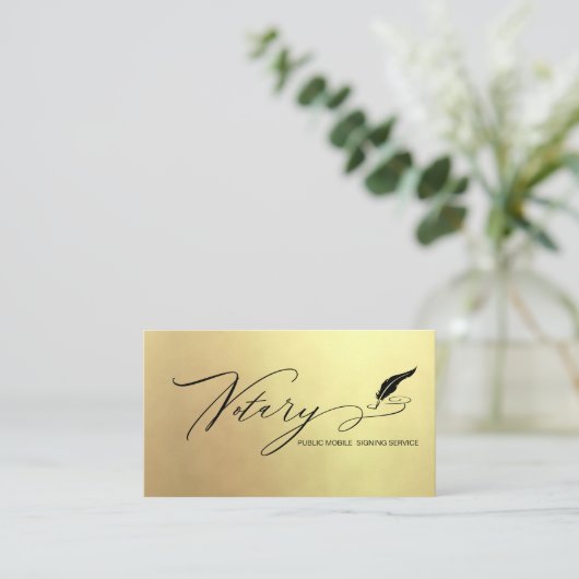 *~*公証写真クイルフェザー署名エージェント金ゴールド 名刺 (スタンド正面)
