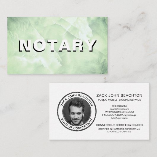*~*公証写真用緑大理石署名剤 名刺 (正面/裏面)