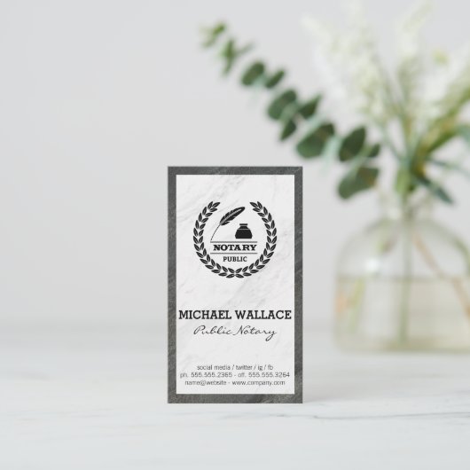 公証印章 | 大理石名刺 名刺 (スタンド正面)