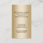 公証貸付調印代理人モダン金ゴールドクイルペン 名刺 (裏面)