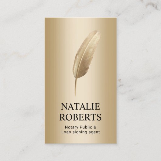 公証貸付調印代理人モダン金ゴールドクイルペン 名刺 (正面)