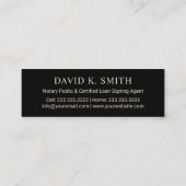 公証貸付調印代理店ブラック&金ゴールドクイルペン スキニー名刺 (裏面)