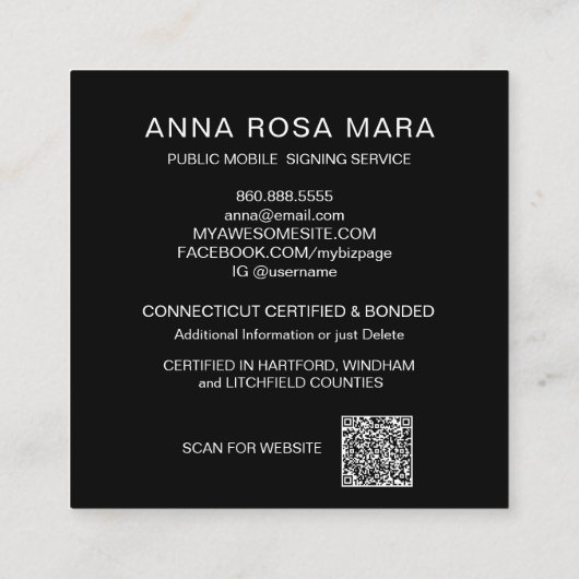 *～*公証金属銀署名剤 スクエア名刺 (裏面)