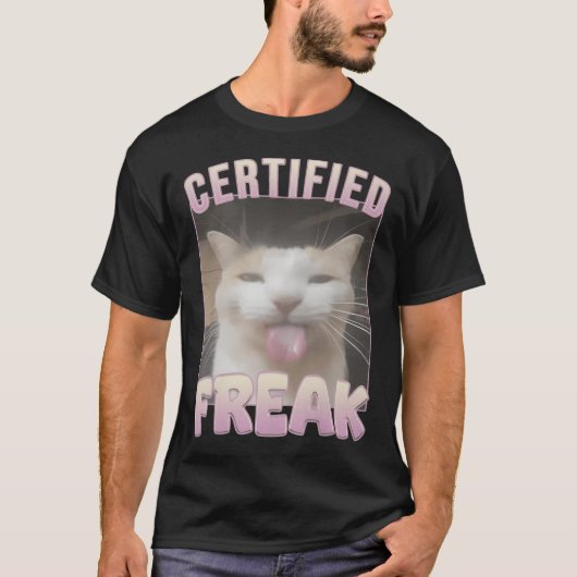 公認フリークおもしろいキャットミーム Tシャツ (正面)