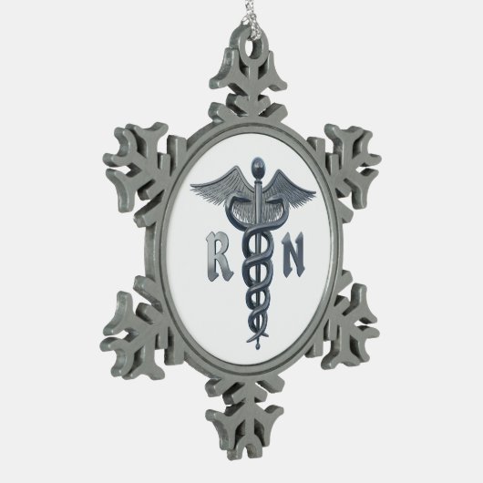 公認看護師の記号 スノーフレークピューターオーナメント (左)