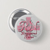 公認看護師、ピンクの十字の渦巻 缶バッジ (正面&裏面)