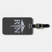 公認看護師RNの銀製のケリュケイオンのヘビ ラゲッジタグ (正面横)