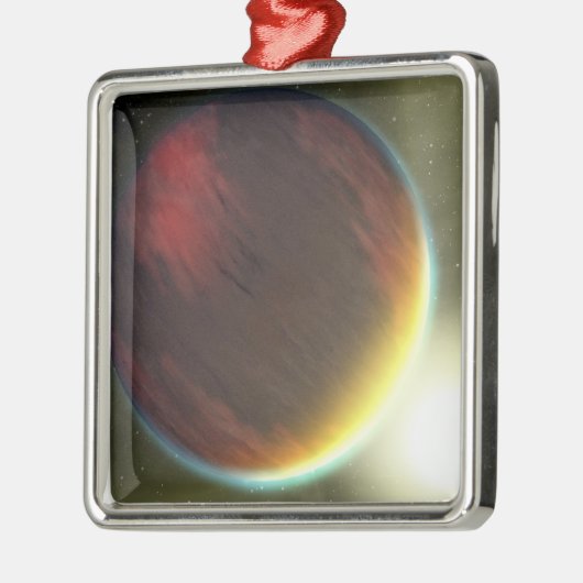 公転する曇りの木星のような惑星 メタルオーナメント (左)