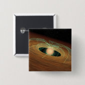 公転軌道でほこりっぽい惑星を形成する円盤 缶バッジ (正面&裏面)