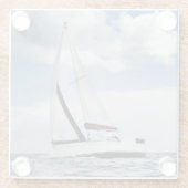 公開した海のヨットの航行 ガラスコースター (裏面)
