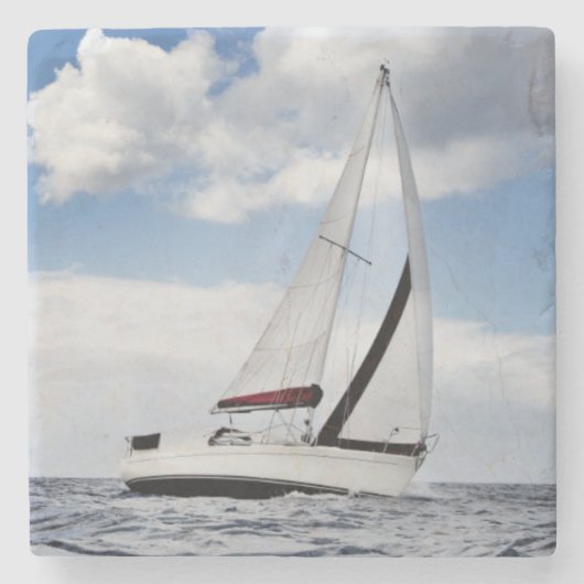 公開した海のヨットの航行 ストーンコースター (正面)