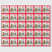 六おもしろいつの赤いクリスマスのラップのくるみ割り家族 ラッピングペーパー (フラット)