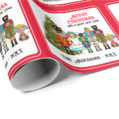 六おもしろいつの赤いクリスマスのラップのくるみ割り家族 ラッピングペーパー (ロールコーナー)