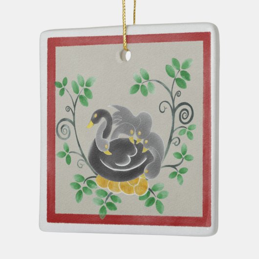 六つのゲーゼの置く四角いクリスマスの飾り セラミックオーナメント (左)