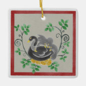 六つのゲーゼの置く四角いクリスマスの飾り セラミックオーナメント (正面)