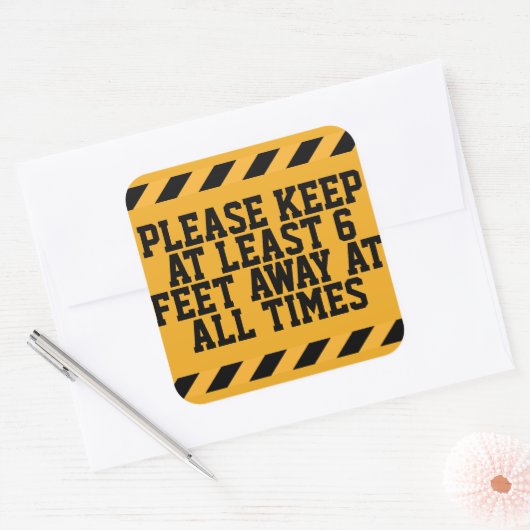 六つの足の社会的距離 スクエアシール (封筒)