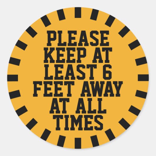 六つの足の社会的距離 ラウンドシール (正面)