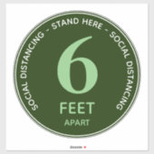 六つの足スタンドここで社会的距離グリーンホワイト シール (シート)