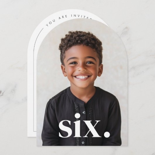 六アーチ写真第6誕生日 招待状 (正面/裏面)